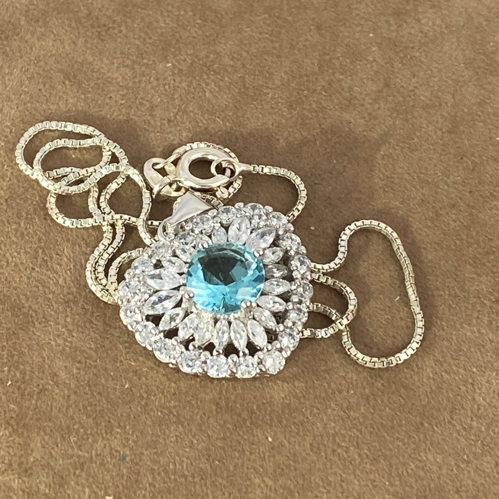 Heart Shaped Sterling Silver Aquamarine Pendant